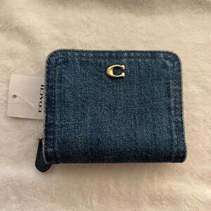 Coach Denim Blue Wallet with Gold Accent